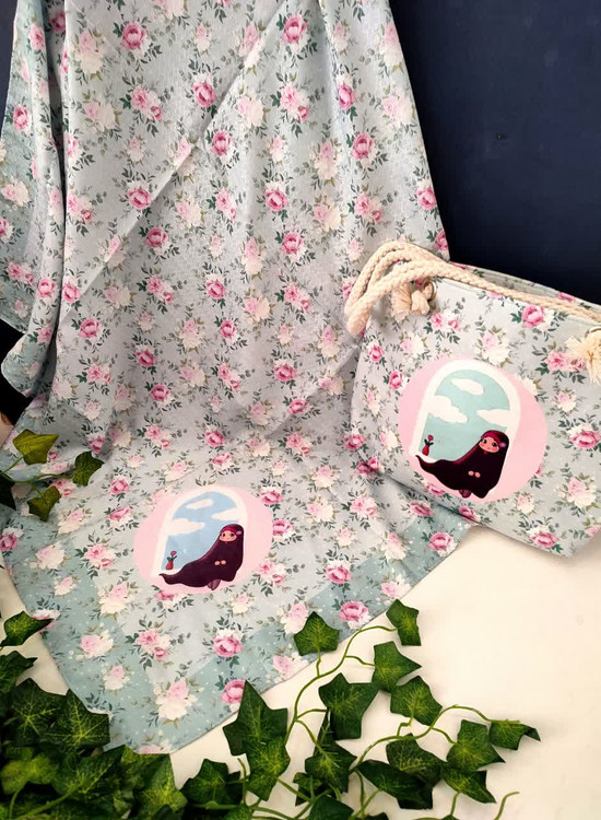 ست روسری و کیف قواره ۹۰ نخی کیف مخمل
