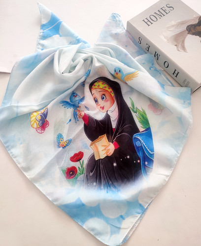 روسری دخترانه طرح حجاب قواره 90 مناسب هدیه و جشن تکلیف