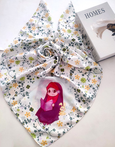 روسری دخترانه طرح حجاب قواره 90 عمده موجوده