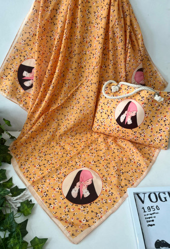 ست روسری وکیف روسری نخ قواره 90کیف مخمل ابعاد 20در27قیمت 217عمده انتخابی