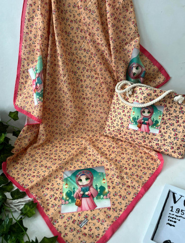 ست روسری وکیف روسری نخ قواره 90کیف مخمل ابعاد 20در27قیمت 217عمده انتخابی