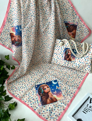 ست روسری وکیف روسری نخ قواره 90کیف مخمل ابعاد 20در27قیمت 217عمده انتخابی