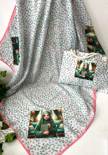 ست روسری وکیف روسری نخ قواره 90کیف مخمل ابعاد 20در27قیمت 217عمده انتخابی