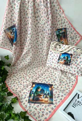 ست روسری وکیف روسری نخ قواره 90کیف مخمل ابعاد 20در27قیمت 217عمده انتخابی