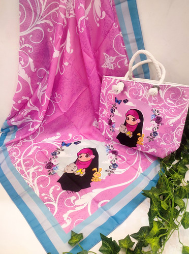 ست روسری و کیف دخترانه روسری نخی قواره ۹۵ درجه یک کیف مخمل ابعاد ۲۷در۳۰ قیمت ۲۲۵ تومان عمده موجودن