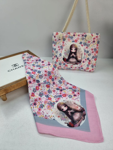 ست روسری و کیف روسری نخ قواره ۹۰ کیف مخمل قیمت ۲۲۵ تومان