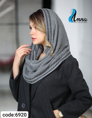 شال یافت خاکستری با دو خط طلایی