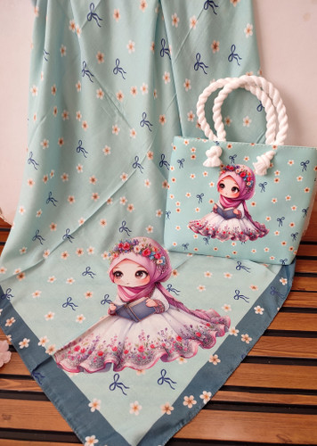 ست روسری و کیف درجه یک روسری نخ قواره 90 کیف مخمل بند کنفی قیمت 239تومان عمده انتخابی195ت