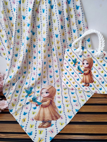 ست روسری و کیف درجه یک روسری نخ قواره 90 کیف مخمل بند کنفی قیمت 239تومان عمده