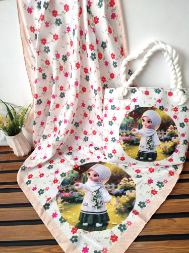 ست روسری و کیف روسری نخی درجه یک قواره 95 کیف مخمل 27در30قیمت تک 259تومان