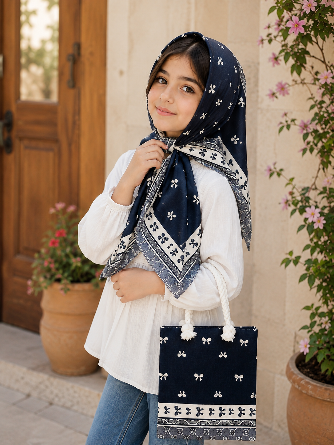 ست روسری و کیف روسری نخ قواره 90 کیف مخمل درجه یک قسمت 419تومان